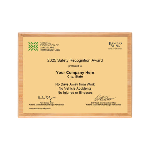 SAFETY - No Days Away from Work, No Vehicle Accidents, No Injuries or Illnesses